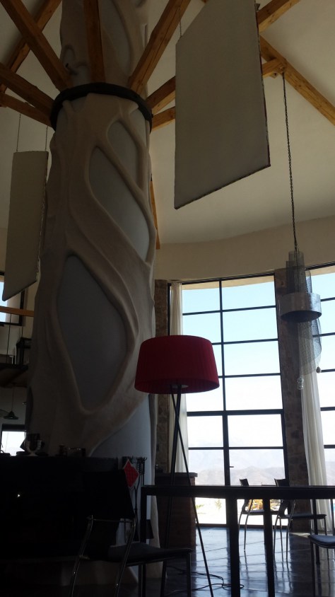 The chimney inside the main room of Sky.